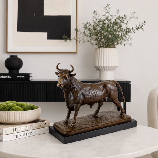 Standing Bull Bronze Sculpture for Executive Office Decor