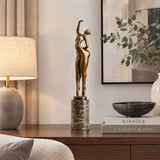 Standing Female Dancer Bronze Sculpture displayed in a modern interior