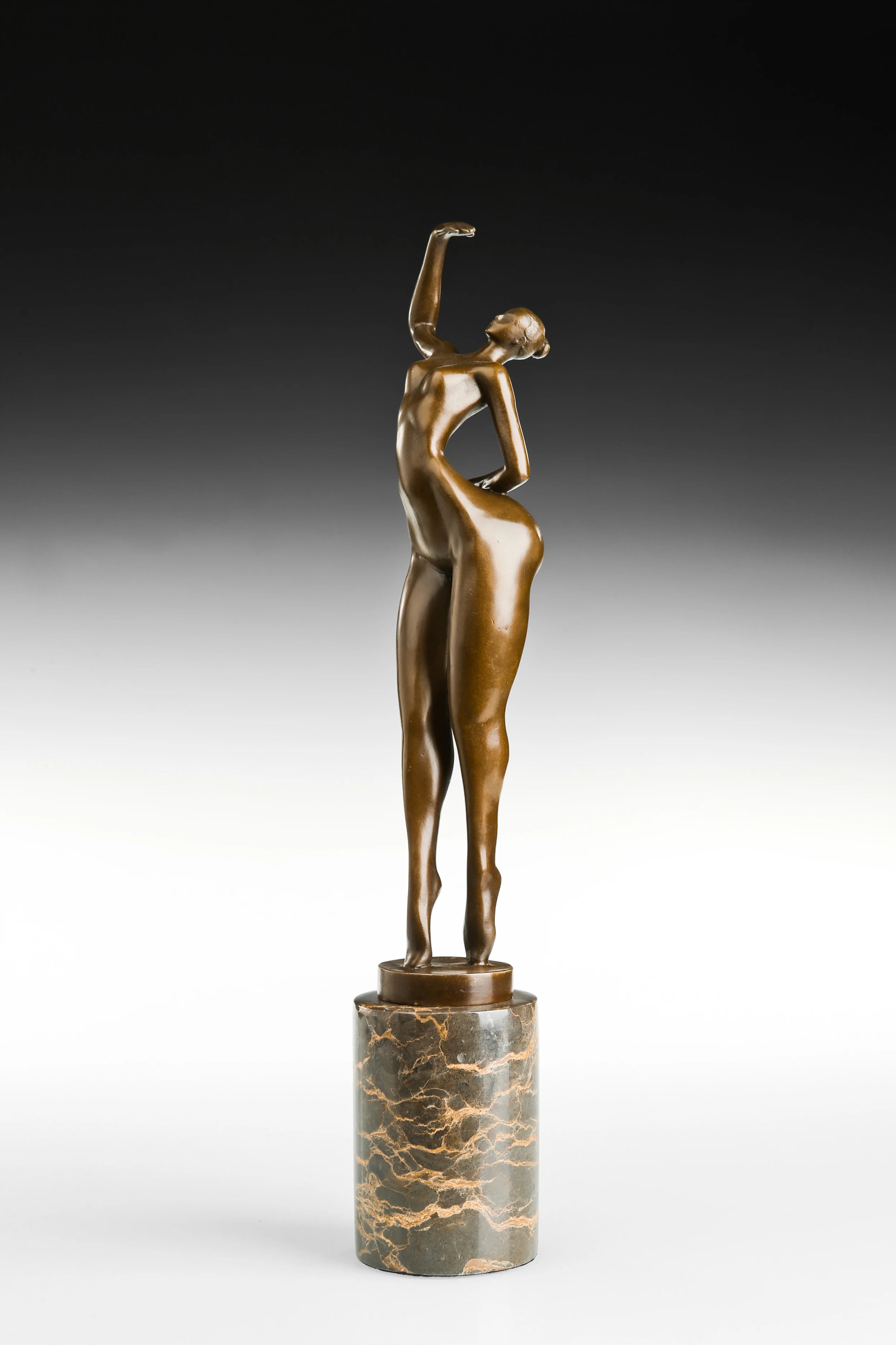 Standing Female Dancer Bronze Sculpture three-quarter view