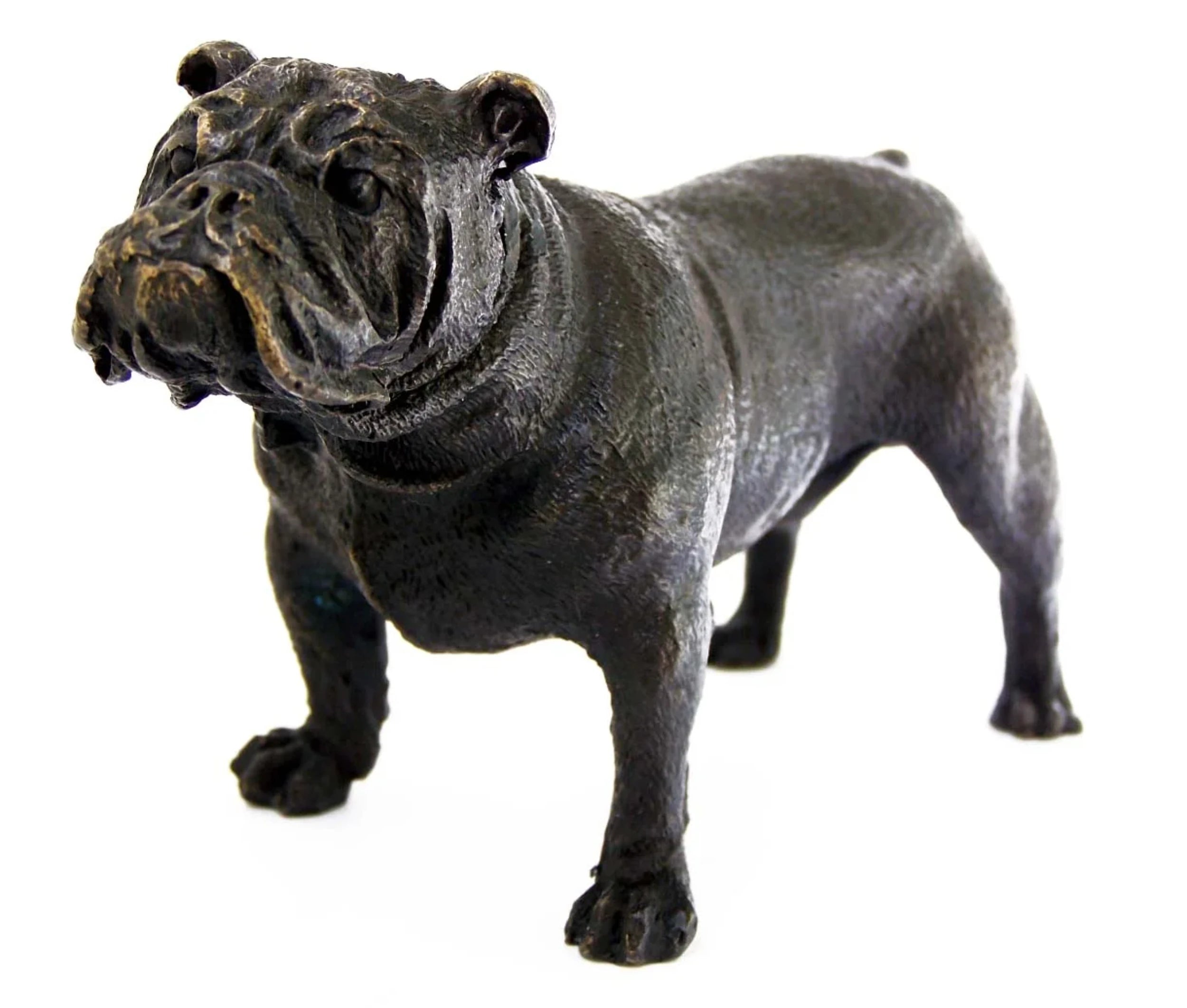 Standing French Bulldog Bronze Sculpture three-quarter view