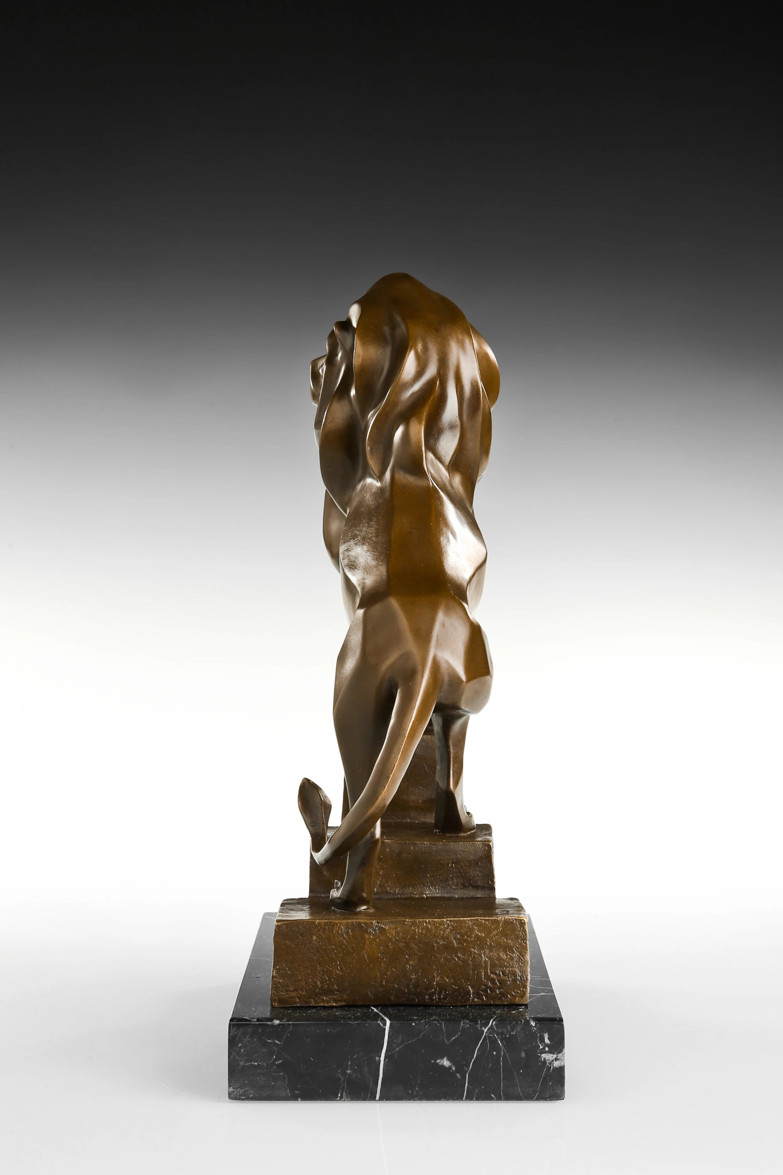 Standing Lion Bronze Sculpture rear view
