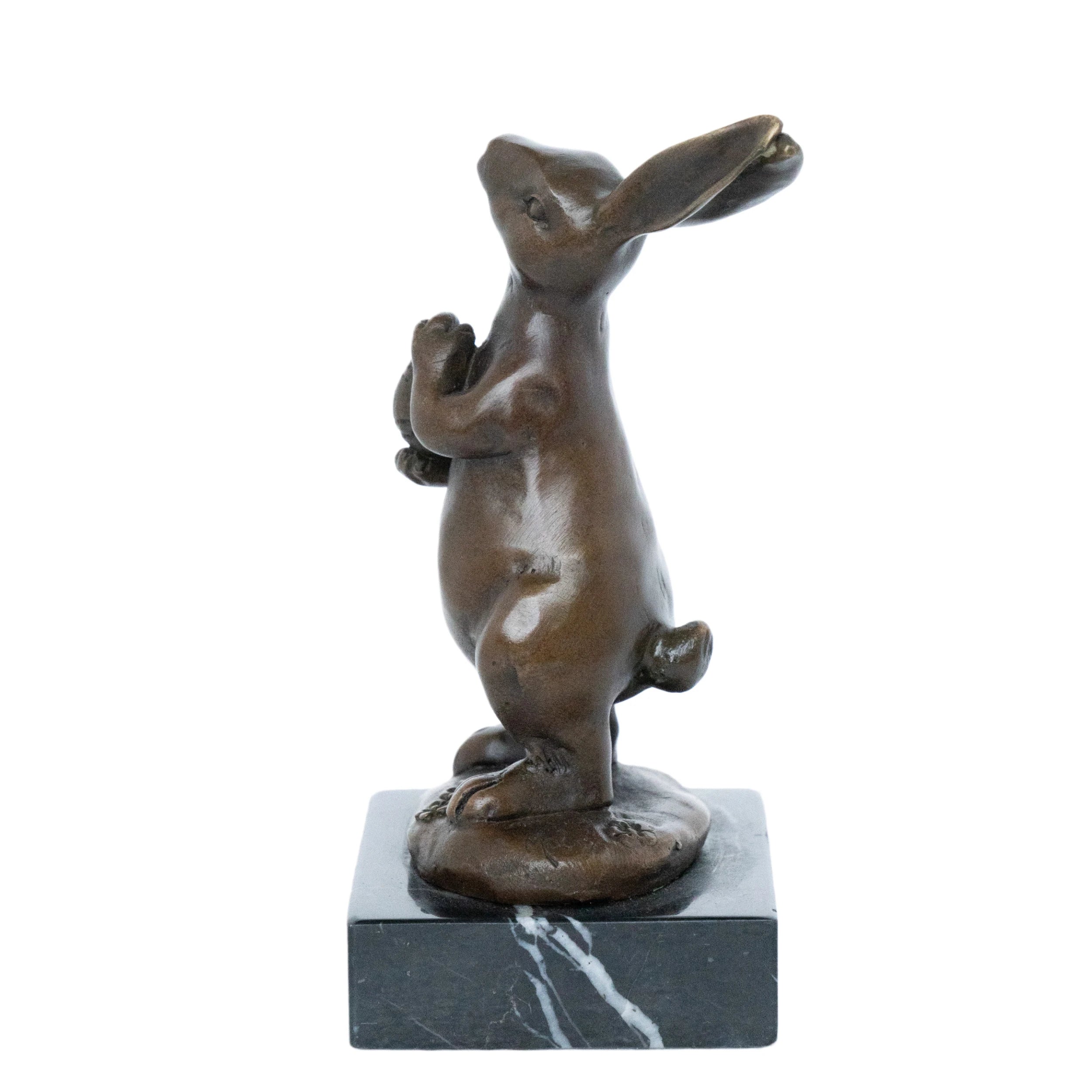 Standing Rabbit Bronze Sculpture side view