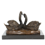 Swan Couple Bronze Sculpture front view