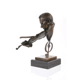 Side view of violinist bronze bust sculpture