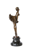 Right side view of bronze ballet dancer sculpture standing en pointe
