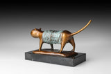 Walking Decorative Cat bronze sculpture alternate angle