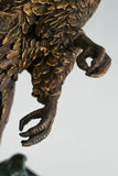 Eagle taking flight bronze sculpture with detailed feathers and marble base. Perfect wildlife statue for home decor, office, and collectors.