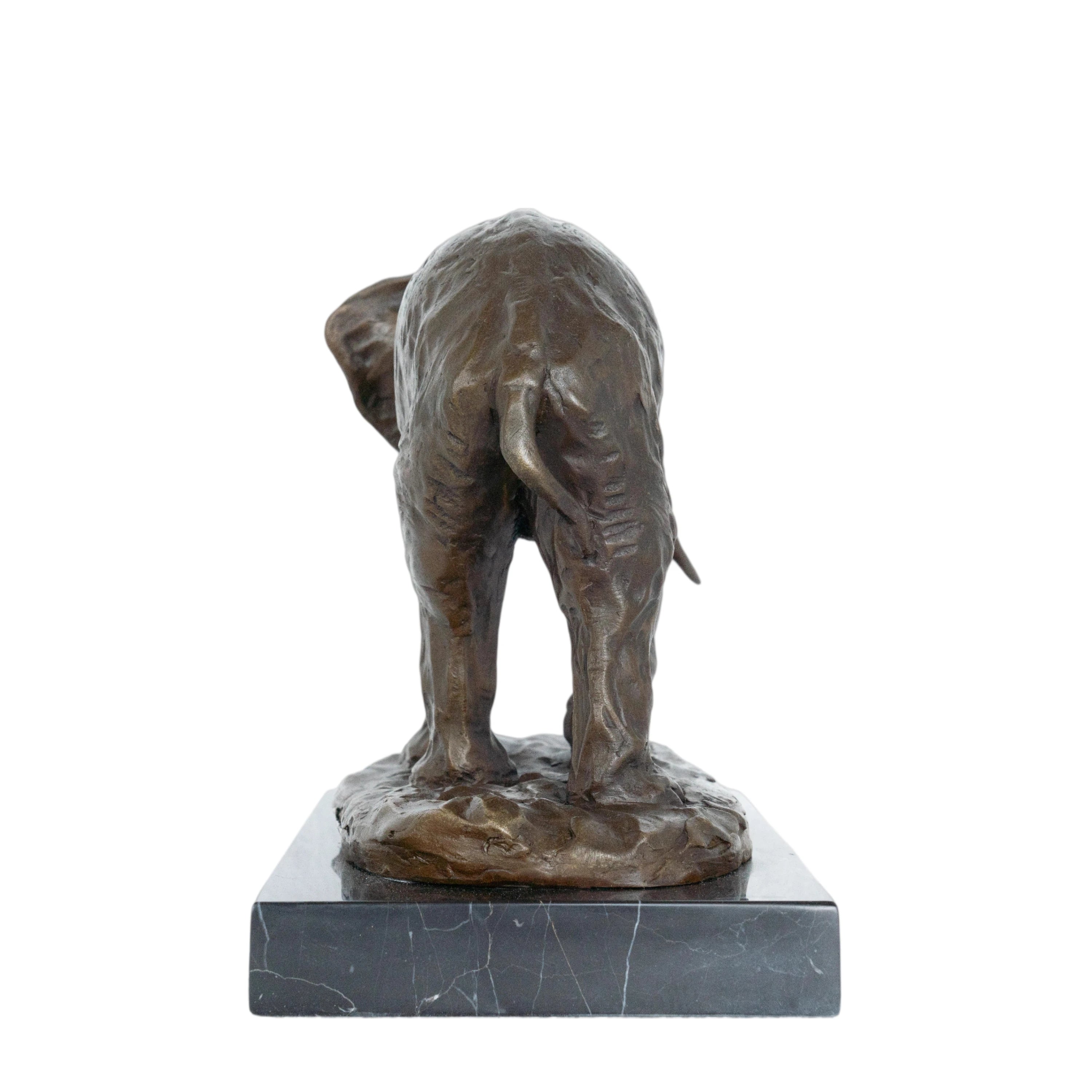 This realistic bronze sculpture portrays the majestic presence of an African elephant, carefully crafted using the traditional lost-wax casting technique.