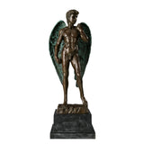 Winged David bronze sculpture with angel wings on marble base