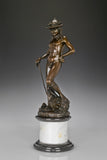 Young David bronze sculpture left front view with Renaissance details