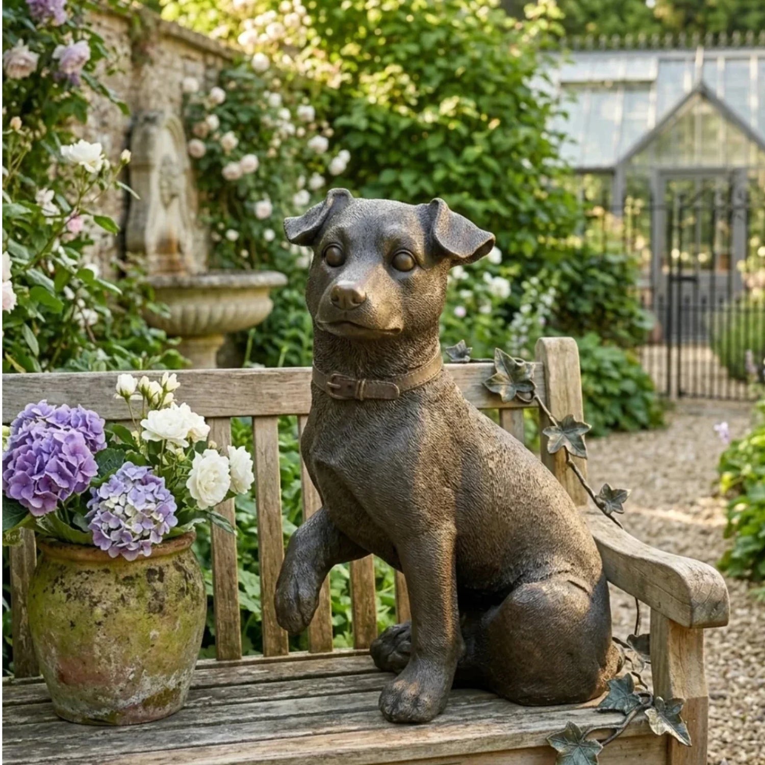 handcrafted bronze dog statues