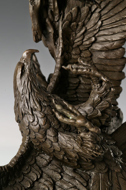 57cm/22.4inH |Handcrafted Solid Bronze Eagles Statue - Powerful Executive Office Decor & Collector's Fine Art|TPAL-325