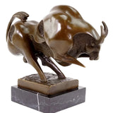 Abstract charging bull bronze statue with modern hollow design and dynamic form