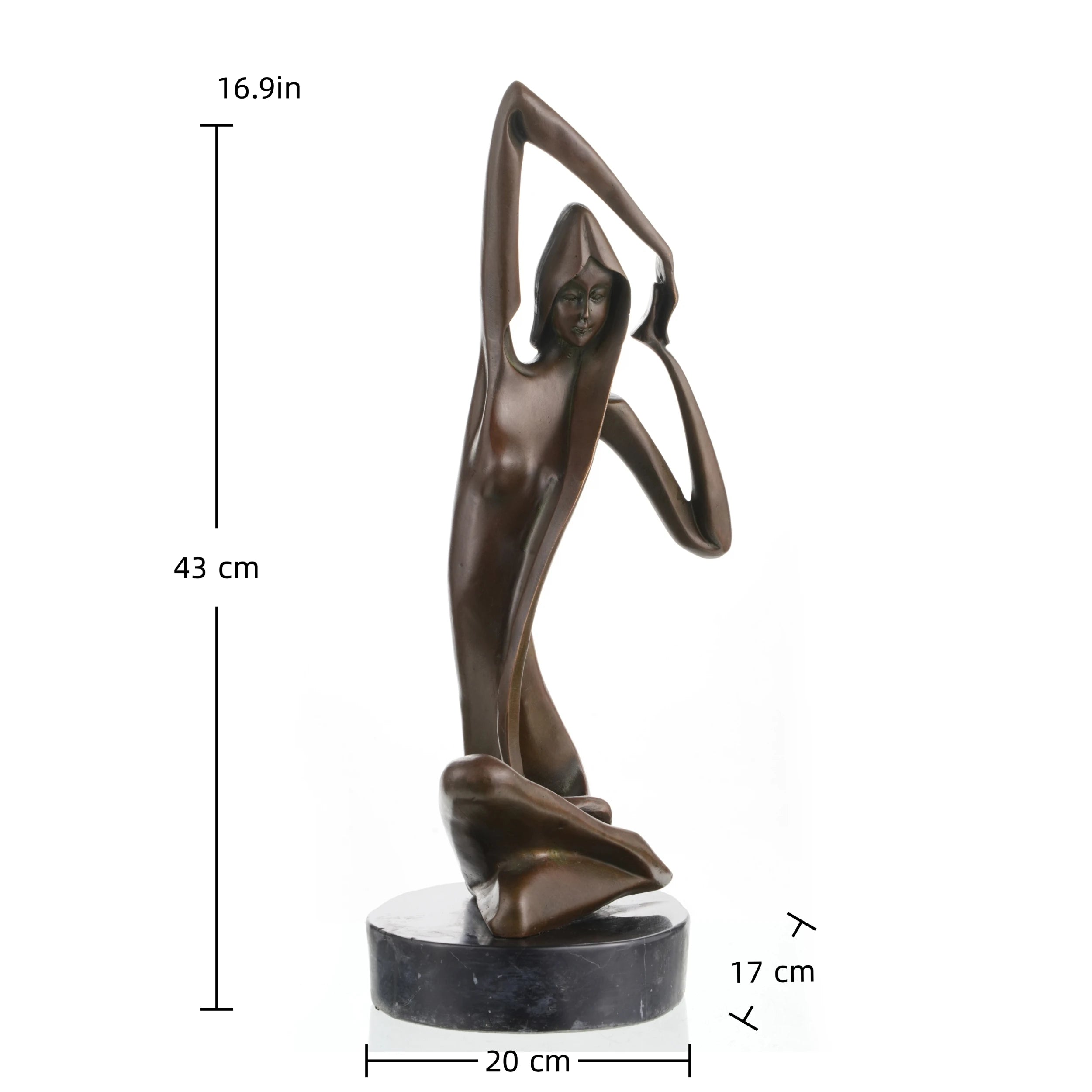 Art Deco-inspired abstract bronze sculpture of a kneeling female figure with flowing drapery. A refined decorative piece for modern and luxury interiors.
