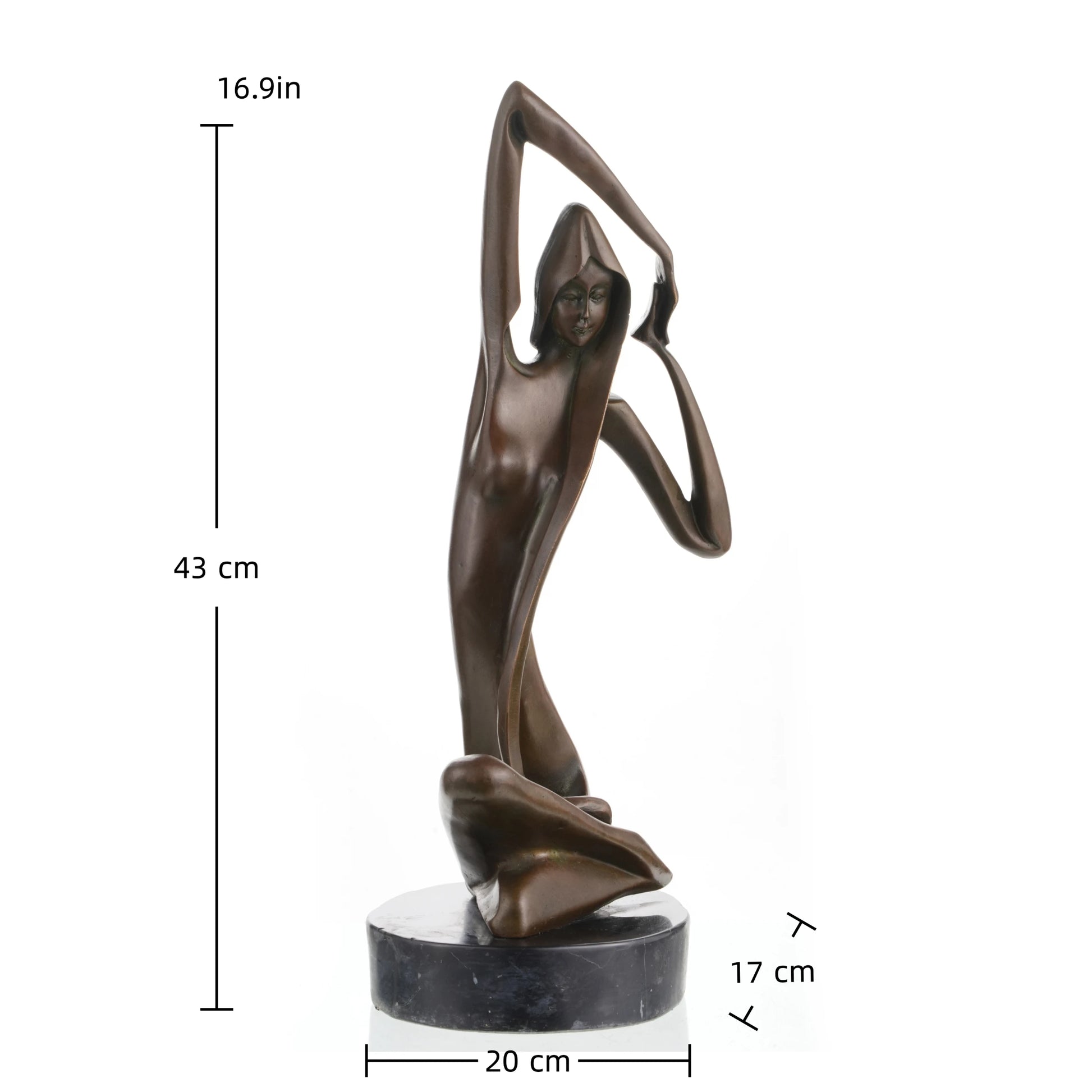 Art Deco-inspired abstract bronze sculpture of a kneeling female figure with flowing drapery. A refined decorative piece for modern and luxury interiors.