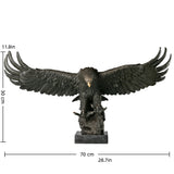 Majestic bald eagle bronze sculpture with wings spread and talons extended. A powerful wildlife statue symbolizing freedom, strength, and leadership.