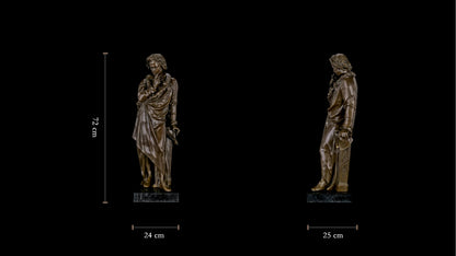 Full-length bronze statue of Ludwig van Beethoven, capturing his creative genius and strength. Handcrafted sculpture with marble base—ideal for collectors, musicians, and statement interiors.