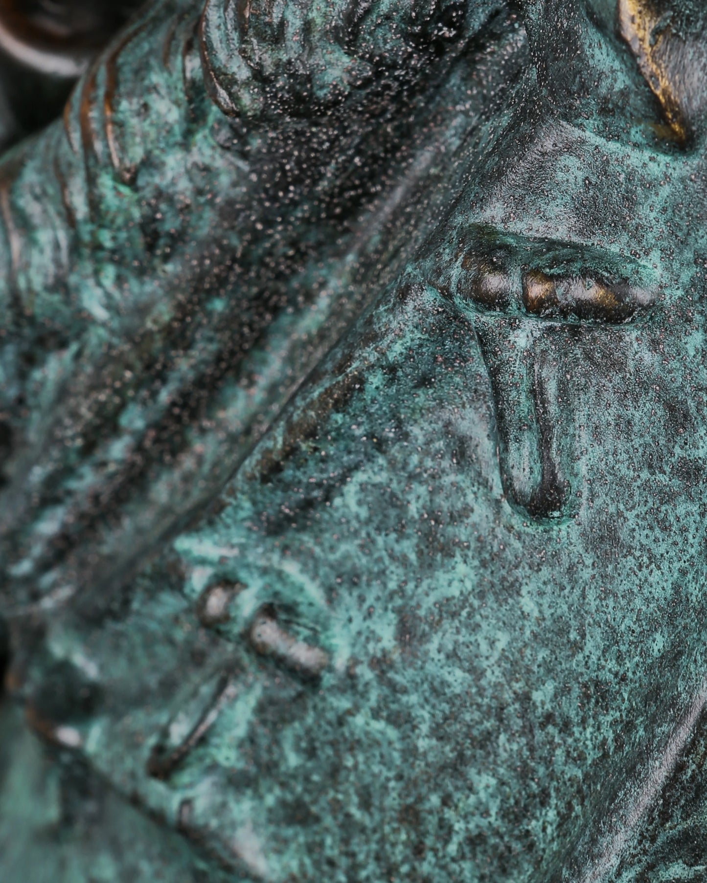 a dramatic full-length bronze statue of Ludwig van Beethoven, the legendary German composer, crafted using the lost-wax casting method with a striking verdigris patina.