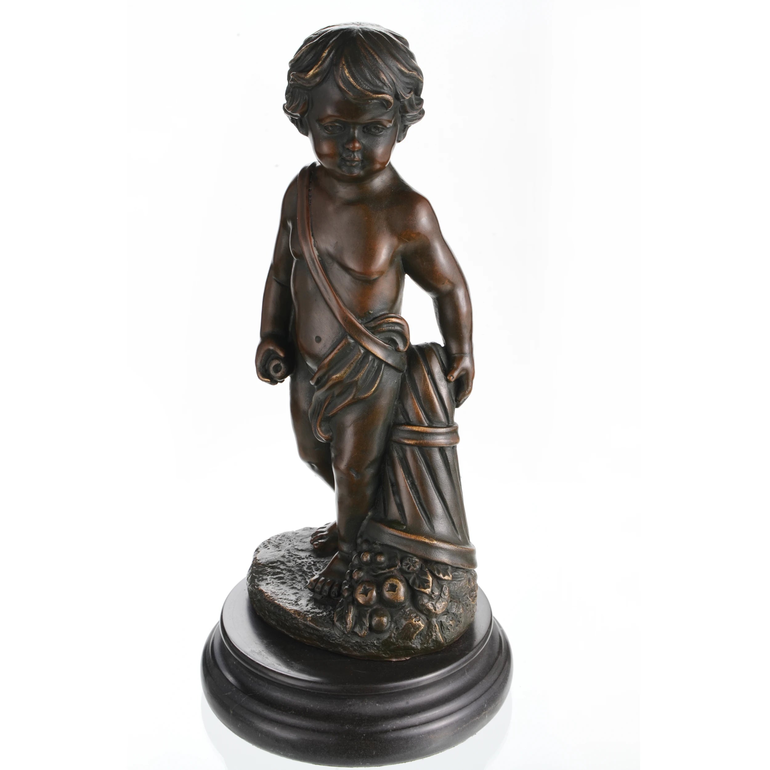 Bring prosperity to your home with our Classical Bronze Putto with Cornucopia Statue. Hand-cast via the lost-wax method on a stepped marble base, this cherub of abundance symbolizes harvest and success. An ideal luxury gift for dining rooms and offices.