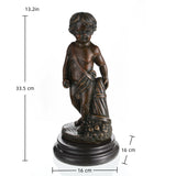Classical bronze putto with cornucopia statue symbolizing abundance and prosperity. A handcrafted sculpture perfect for elegant interiors and meaningful gifts.
