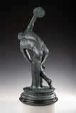 Discobolus bronze sculpture of classical Greek discus thrower on marble base