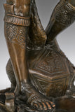 Handcrafted Young David Bronze Statue – Biblical Hero Sculpture with Goliath Head