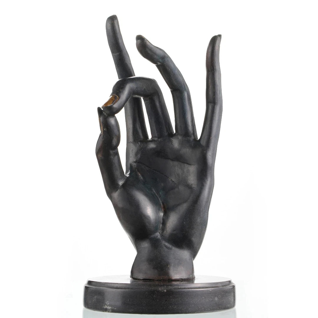 Abstract Bronze Statue-Surreal Hand and Face Modern Figurative Art Decor