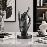 Abstract Bronze Statue-Surreal Hand and Face Modern Figurative Art Decor