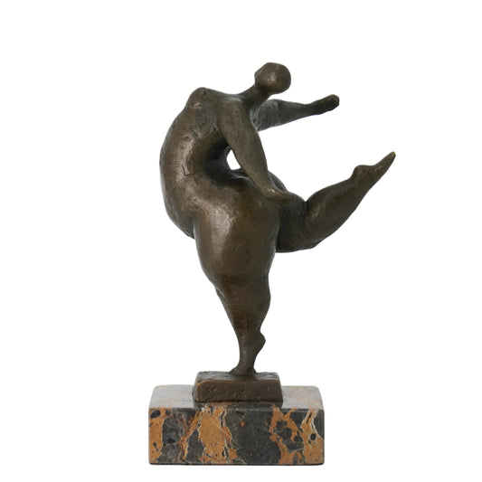 Handcrafted abstract bronze dancer sculpture symbolizing balance, freedom, and self-expression. A striking modern art piece for homes, offices, and collections.
