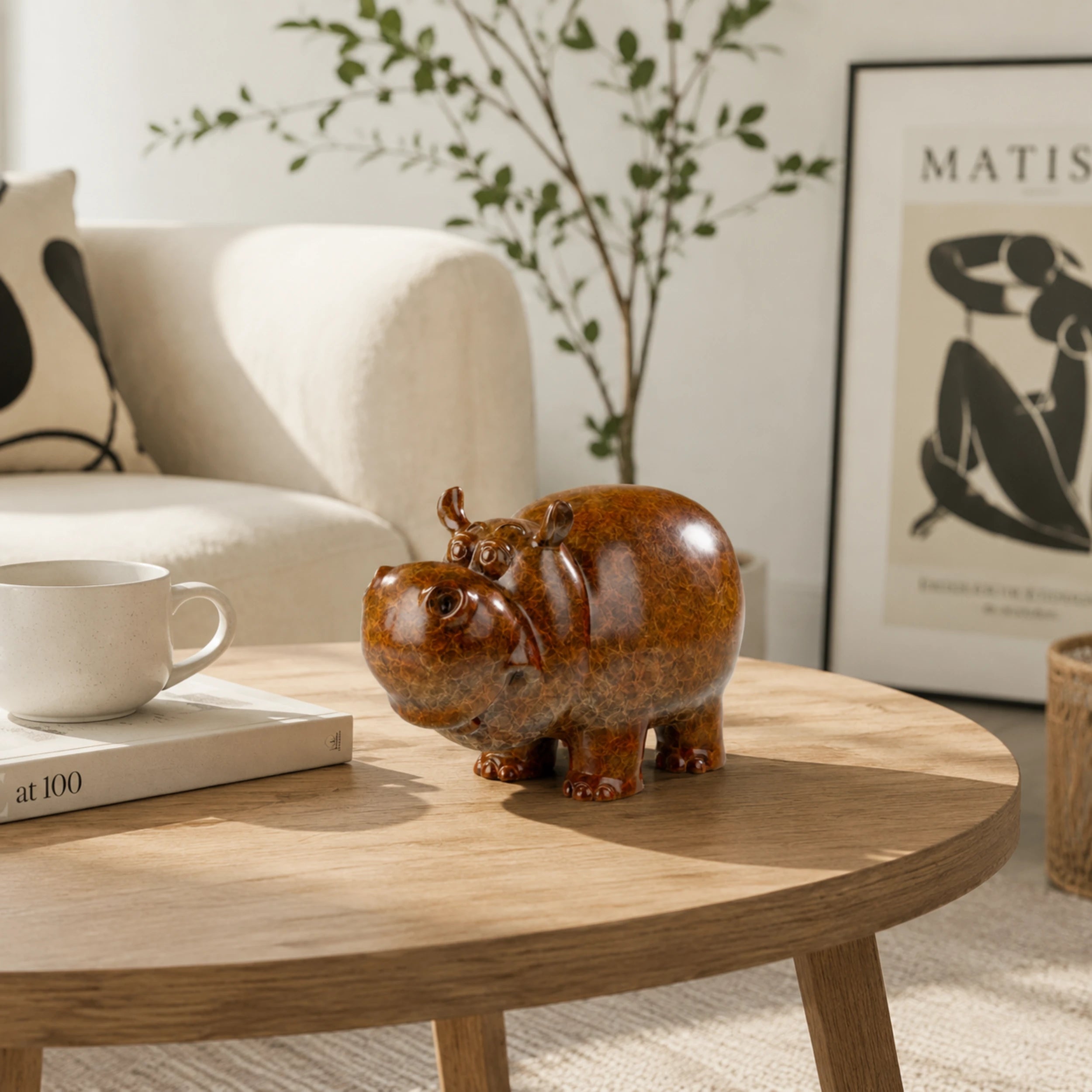 Handcrafted bronze cartoon cow sculpture created using traditional lost-wax casting. A cute modern bronze cow statue symbolizing prosperity, happiness, and abundance for home or office décor.