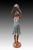 Handcrafted bronze girl with bucket fountain for garden and outdoor landscape