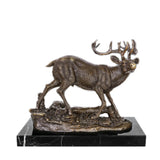 Handcrafted mule deer bronze sculpture