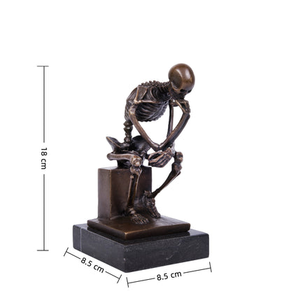 the Thinker abstract skeleton bronze sculpture