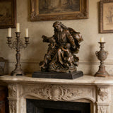 Bronze Jesus Christ with the children statue, biblical scene statue of Jesus welcoming little children, loss wax casting religious art on black marble base.