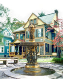 Large Bronze Four Maidens Garden Fountain with Lion Heads