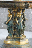 Large Bronze Four Maidens Garden Fountain with Lion Heads