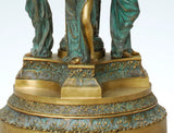 Large Bronze Four Maidens Garden Fountain with Lion Heads