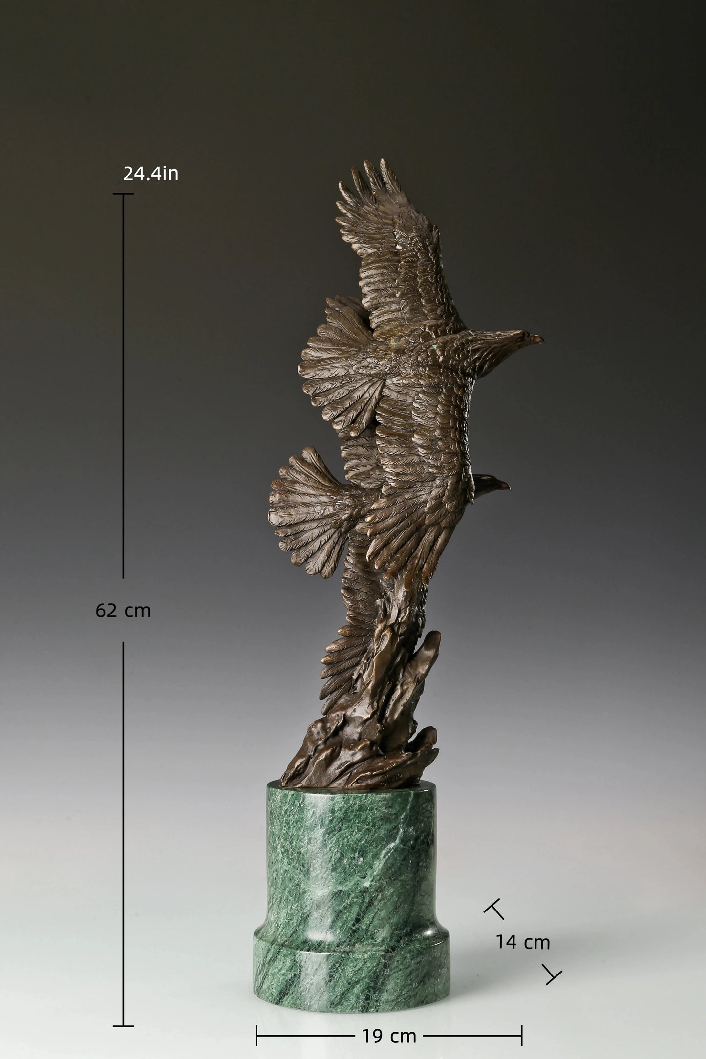 Lost Wax Casting bronze twin eagles soaring statue