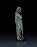 This is a dramatic full-length bronze statue of Ludwig van Beethoven, the legendary German composer, crafted using the lost-wax casting method with a striking verdigris patina.