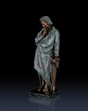 Full-length Beethoven bronze statue with verdigris patina. Handcrafted sculpture with marble base—perfect for collectors, musicians, and luxury statement interiors.