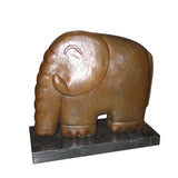 Modern abstract elephant bronze sculpture featuring geometric design and minimalist form. A refined contemporary art piece for elegant home or office decor.