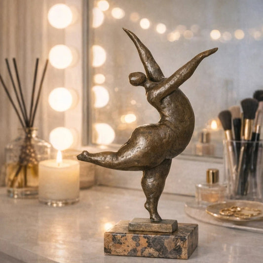 modern abstract bronze sculpture decor for home styling, elegant figurine for shelf and living room