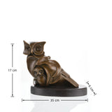 Modern abstract bronze owl guardian sculpture for office desk decor