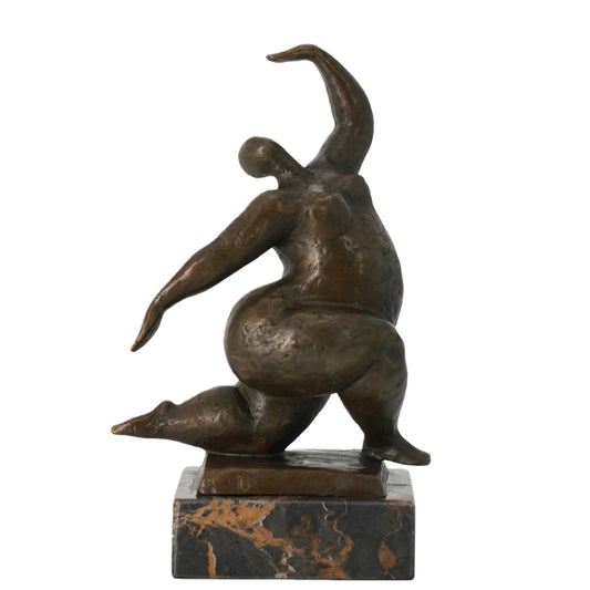 Modern bronze dancer statue with marble base