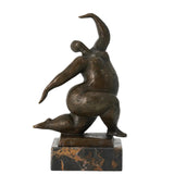 Modern bronze dancer statue with marble base