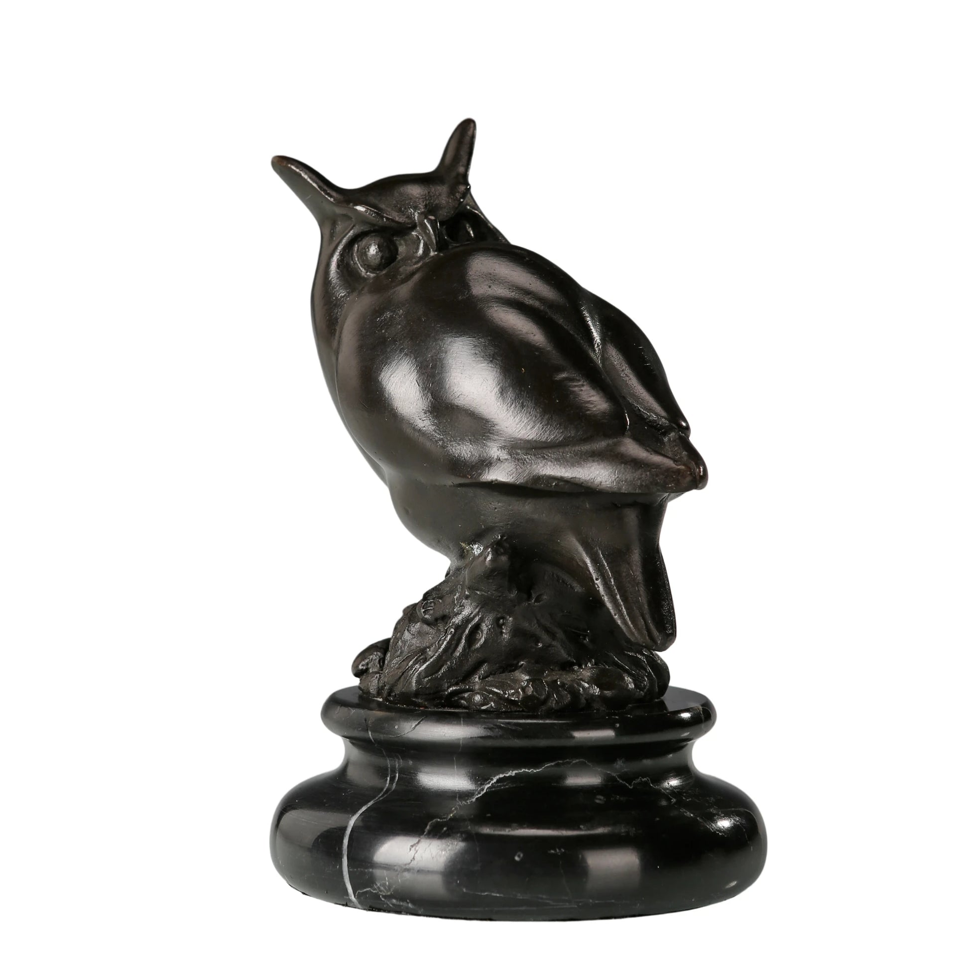 Modern Minimalist Owl Statue with Marble Base