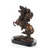 Powerful bronze Napoleon Bonaparte crossing the Alps sculpture, rearing horse equestrian statue on oval black marble base, loss wax casting historical fine art reproduction.