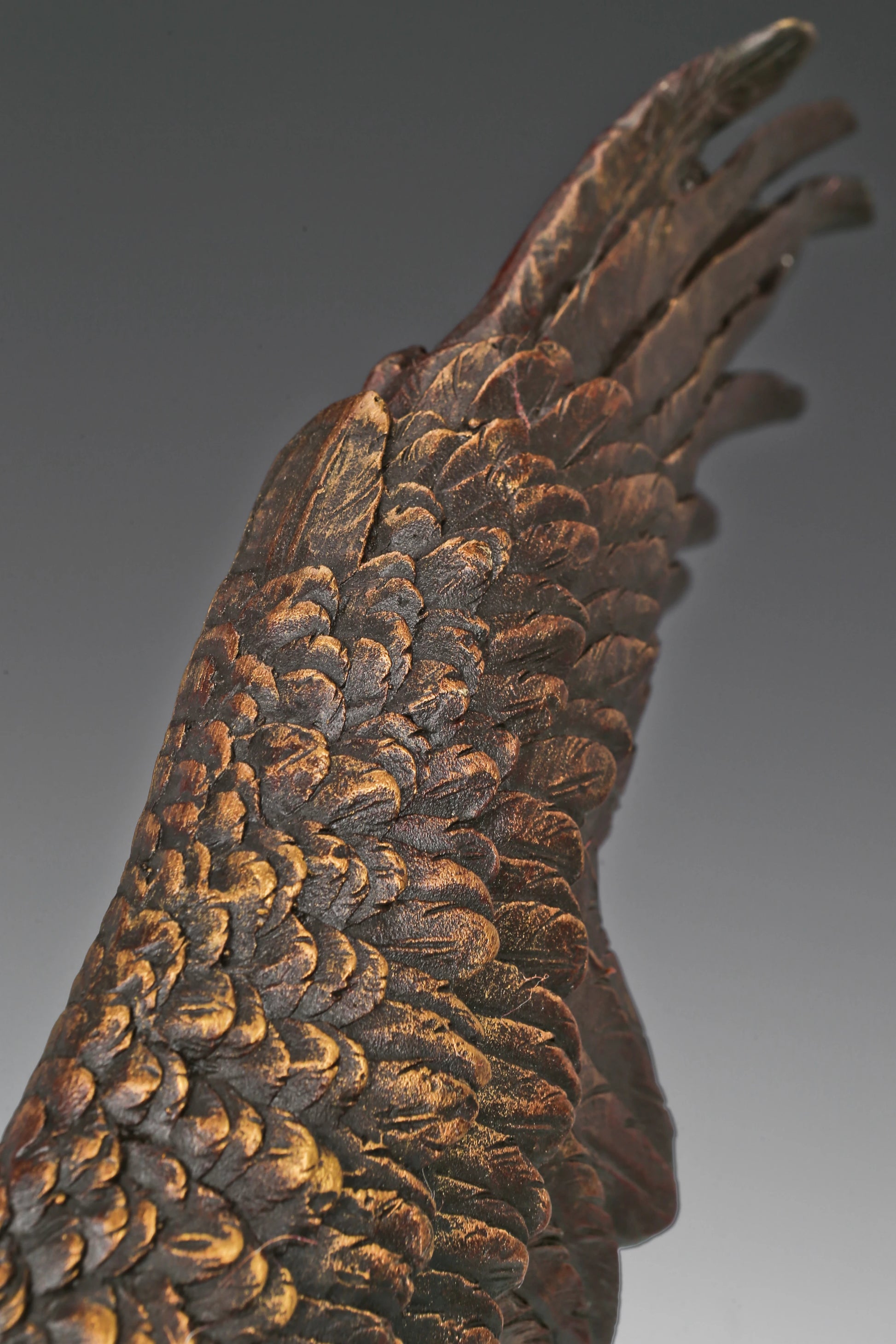 Eagle taking flight bronze sculpture with detailed feathers and marble base. Perfect wildlife statue for home decor, office, and collectors.