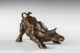 Iconic Wall Street Charging Bull bronze statue with powerful realism and rich patina. A timeless symbol of financial success, strength, and prosperity.