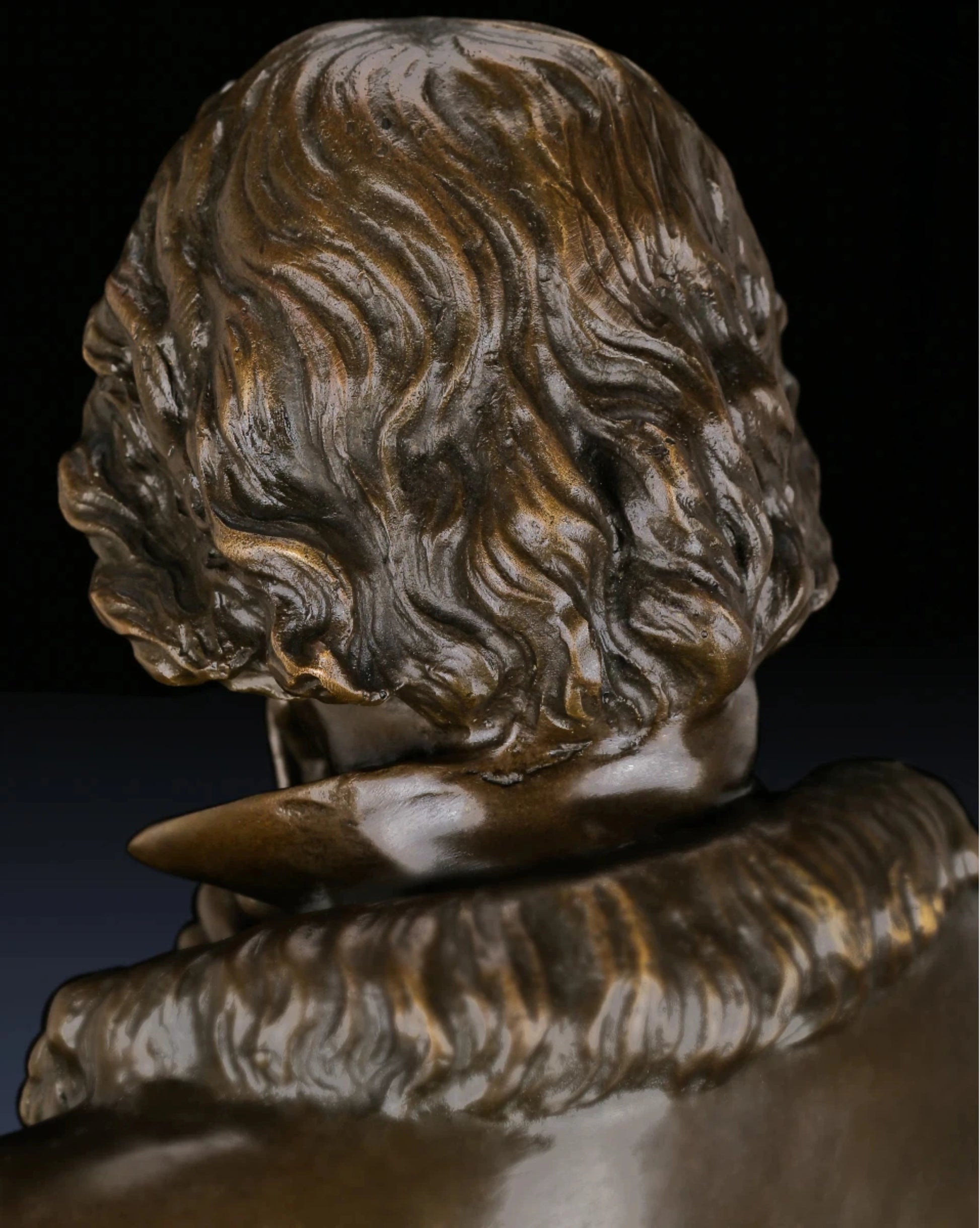 This is a stately full-length bronze statue of Ludwig van Beethoven, the legendary German composer, crafted using the lost-wax casting method.